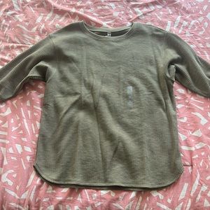 Brand New UNIQLO Womens Khaki Green Waffle Sweater Top - Size XL
